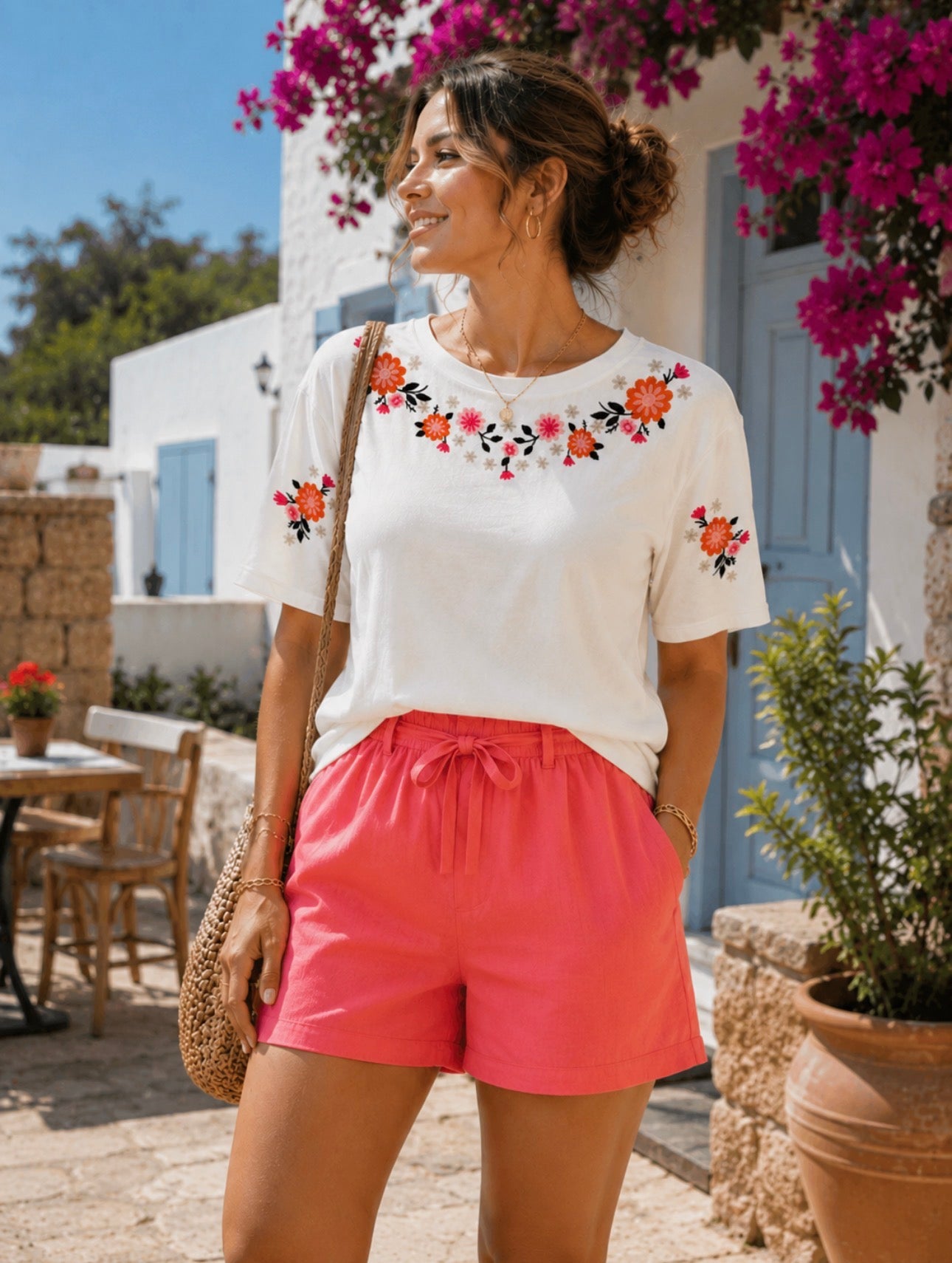 T-shirt brodé Fleur de Corail