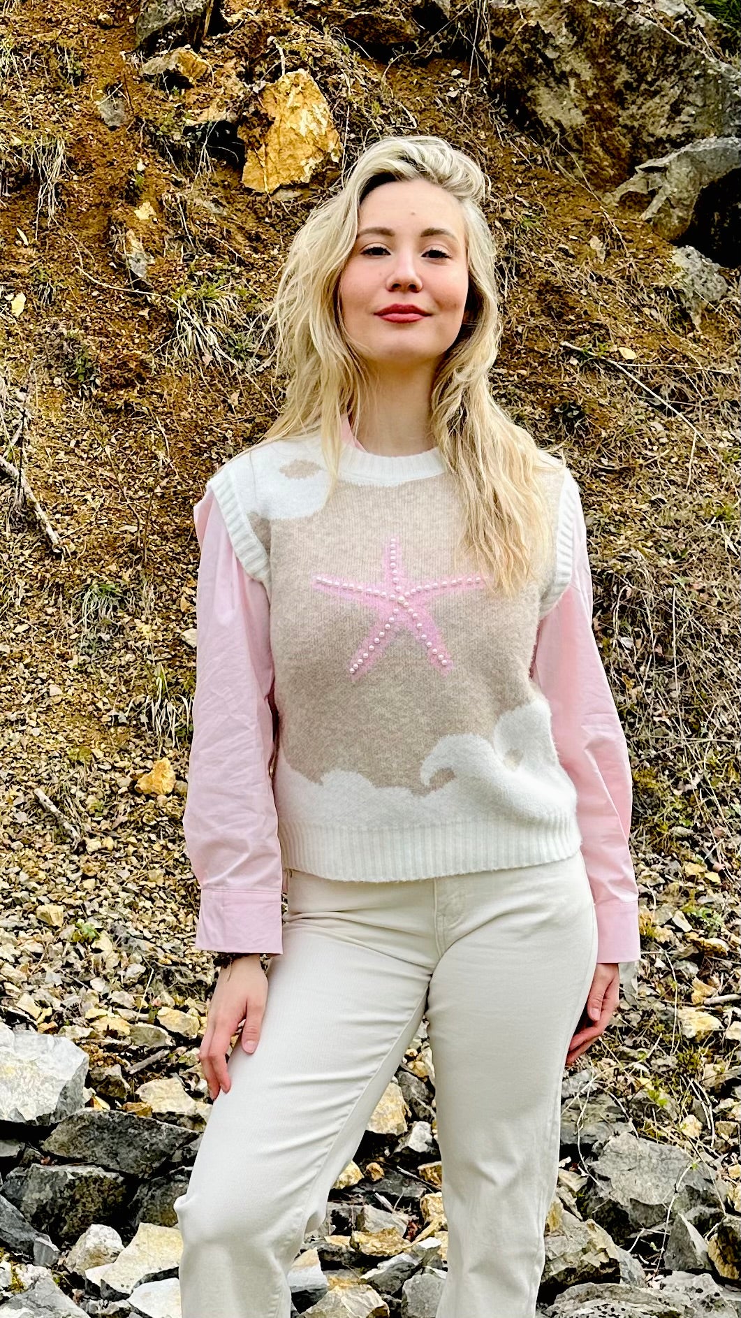 Pull femme motif étoile coupe confortable – Boutique RENA Belgique