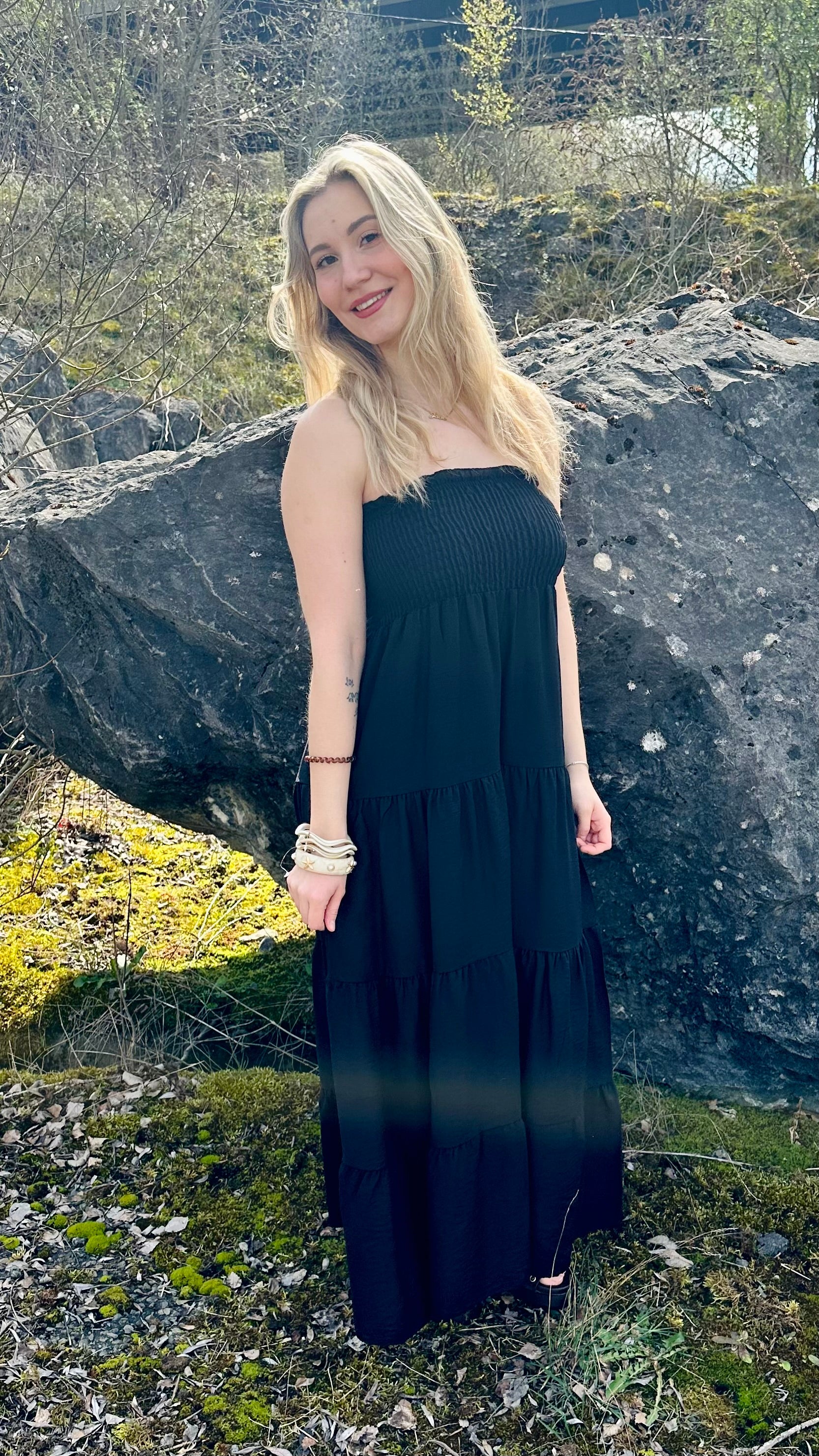 Robe longue fluide bustier – taille unique – Boutique RENA Belgique