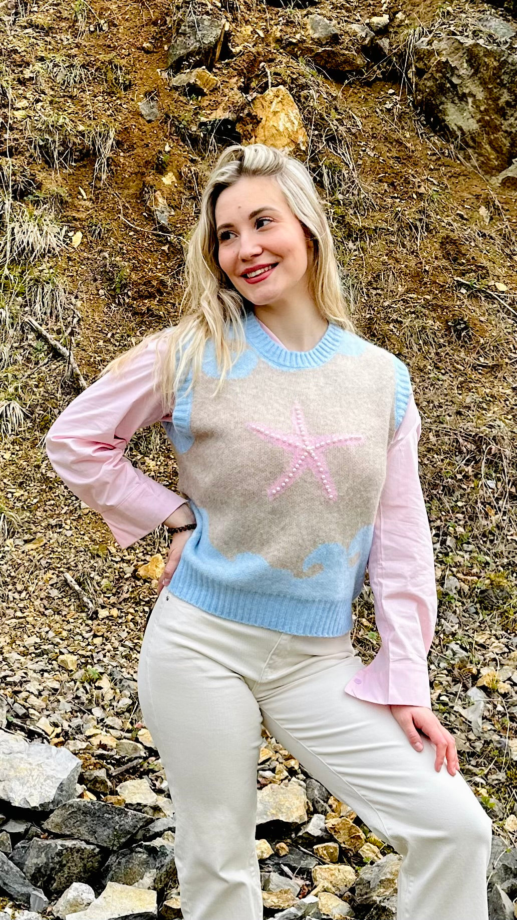 Pull femme motif étoile coupe confortable – Boutique RENA Belgique