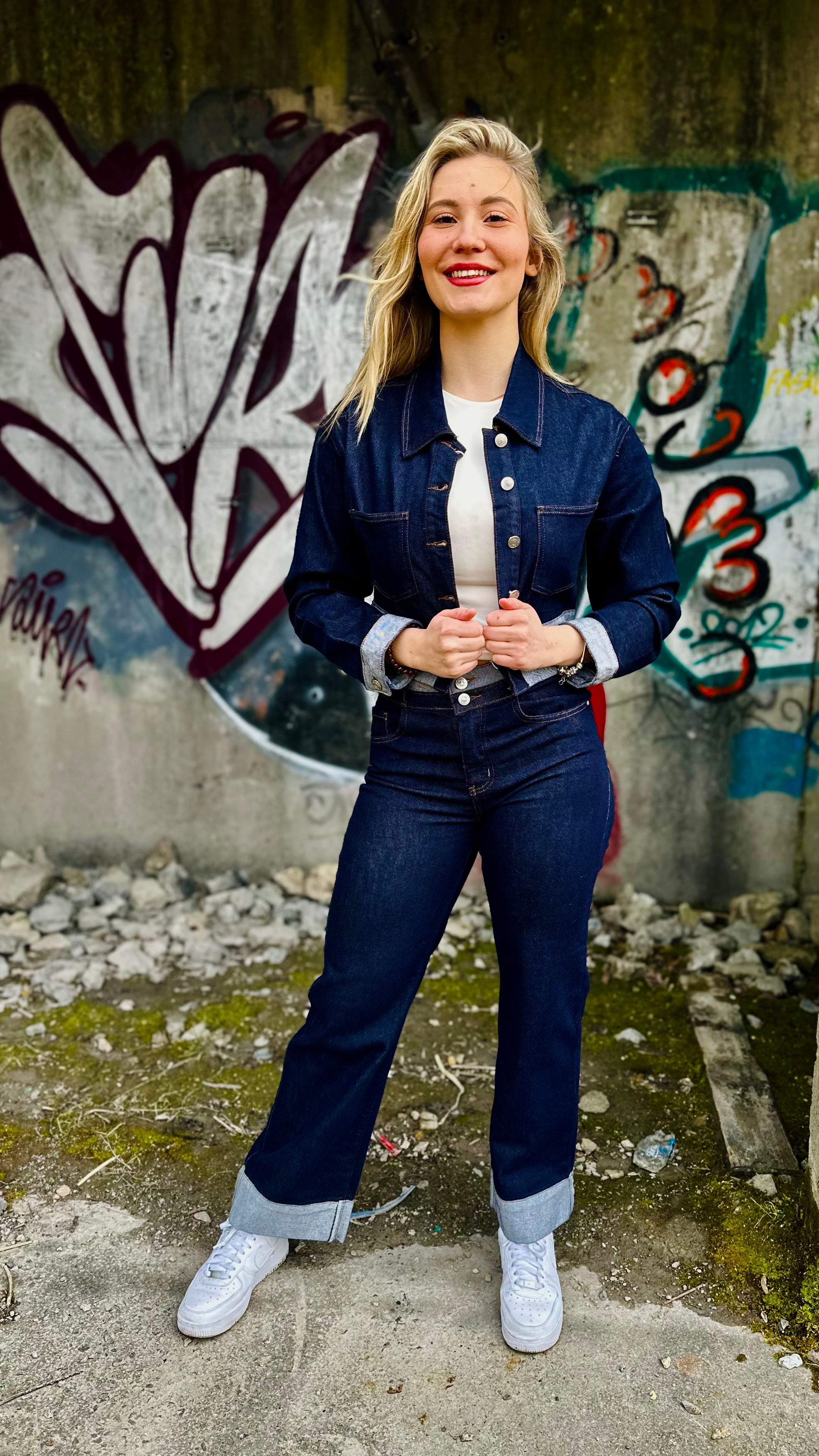 Veste en jean femme coupe droite – Boutique RENA Belgique