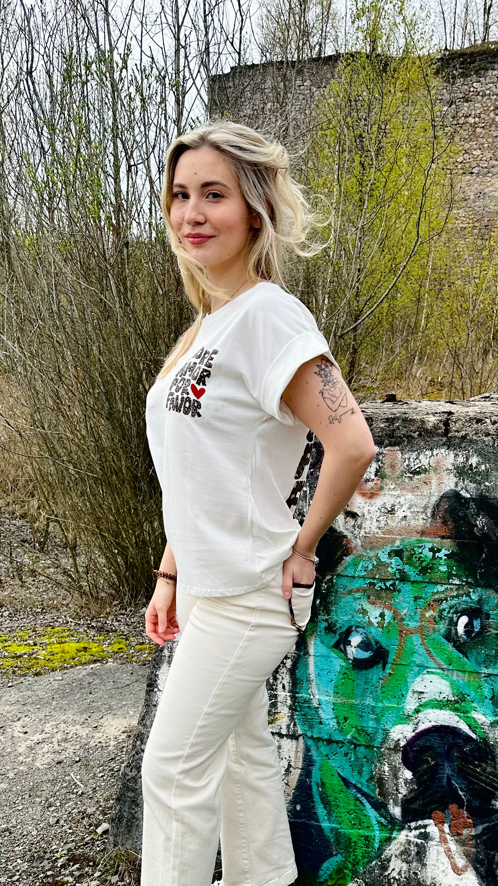 T-shirt femme imprimé avec détails léopard – Boutique RENA Belgique